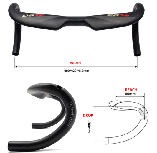 HKM-295059 Full Carbon Fiber Road Bike Handlebars - Lightweight Design for Enhanced Performance