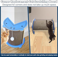 HKM-839443 Cat Corner Scratcher with Replaceable Pads and Hanging Ball - Durable Cardboard Vertical Kitty Scratching Board for Indoor Use