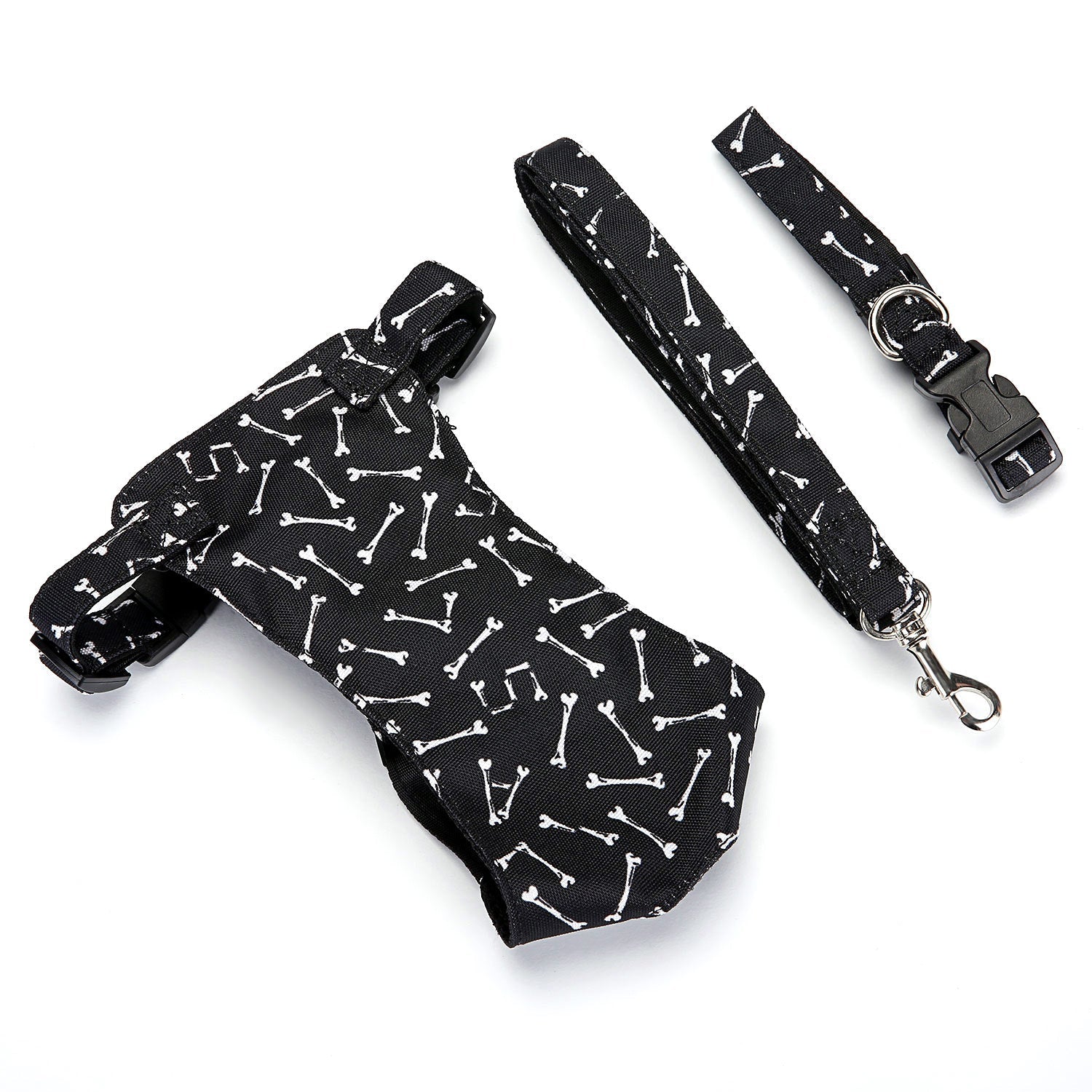 HKM-513747 Customizable British Style Dog Harness & Traction Rope Set with Canvas and Mesh Construction