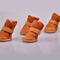HKM-469651 Warm Snow Boots for Small Dogs - Cozy Cotton and Rubber Sole Shoes for Bichon Puppies