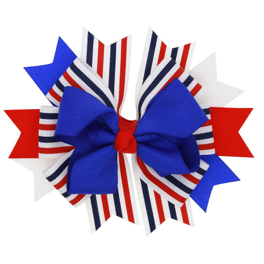 HKM-637779 Colorblock Bow Hair Clips for Kids - Stylish Fabric Hair Accessories, Multiple Sizes