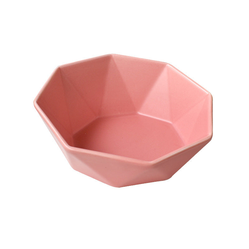 HKM-389715 Ceramic High-Foot Cat Food and Water Bowl with Bamboo Wood Base - 250g Capacity for Food and 250ml for Water