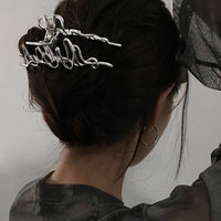 HKM-997075 Irregular Liquid Metal Geometric Hairpin for Women