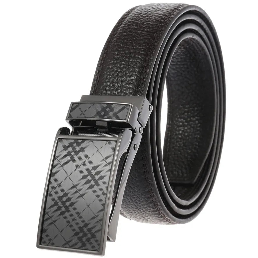 HKM-216531 Men's Automatic Buckle Business Belt - 3.1cm Width, Model LY33-30015-5