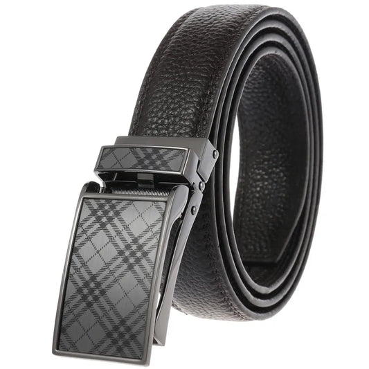 HKM-216531 Men's Automatic Buckle Business Belt - 3.1cm Width, Model LY33-30015-5