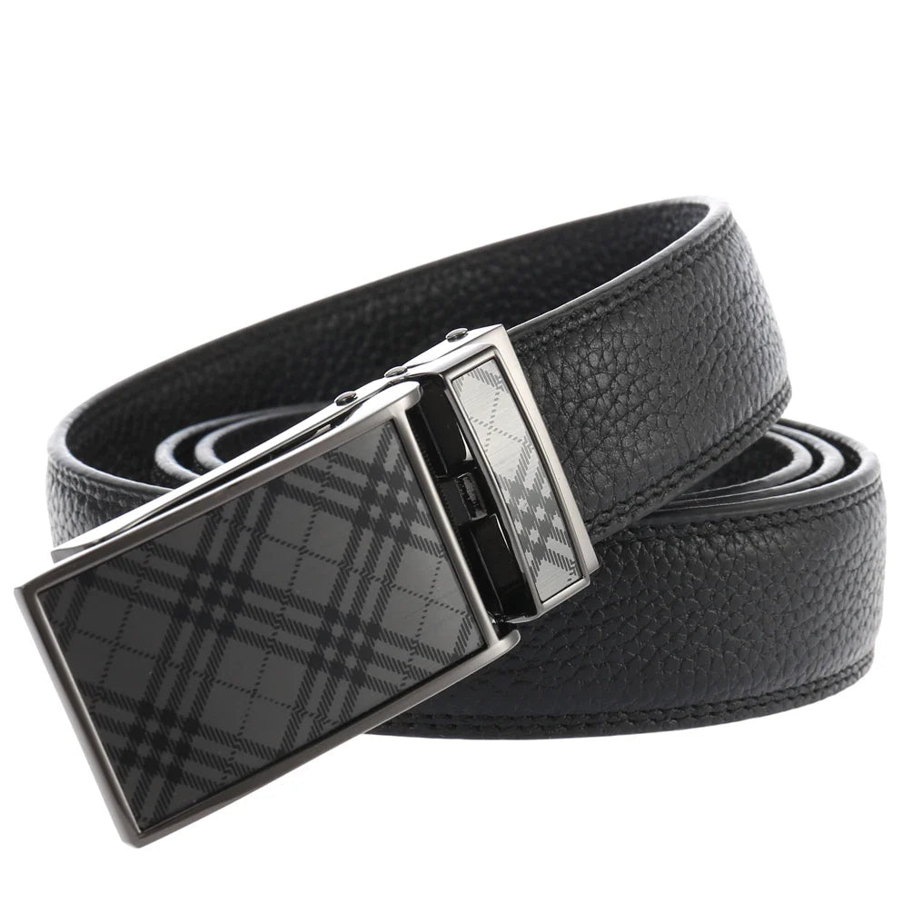 HKM-216531 Men's Automatic Buckle Business Belt - 3.1cm Width, Model LY33-30015-5