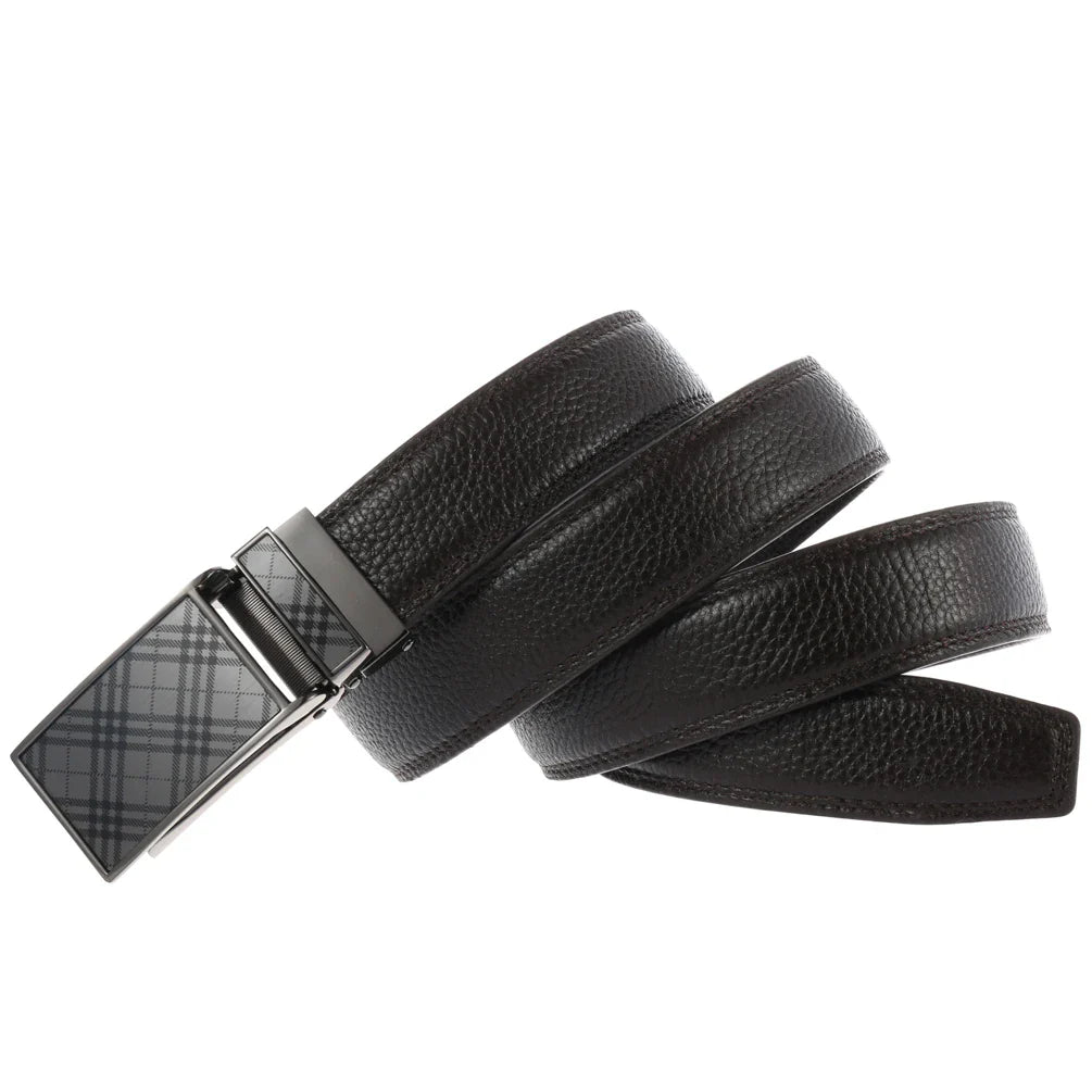 HKM-216531 Men's Automatic Buckle Business Belt - 3.1cm Width, Model LY33-30015-5
