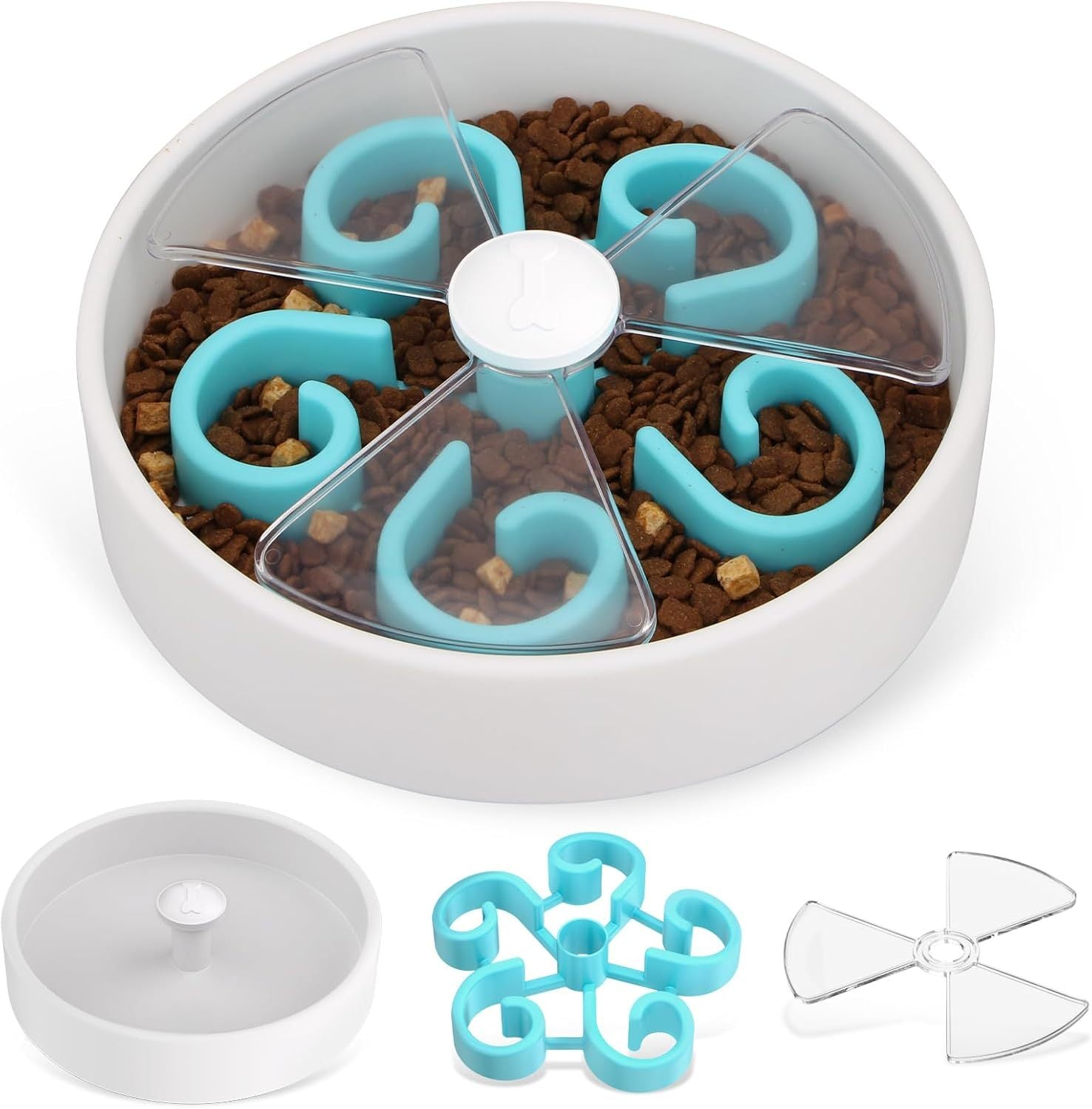 HKM-109459 Interactive Slow Feeder Dog Bowl with Maze Design - Non-Slip Puzzle Feeder for Dry, Wet, and Raw Food