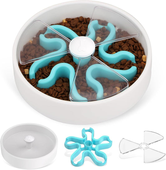 HKM-109459 Interactive Slow Feeder Dog Bowl with Maze Design - Non-Slip Puzzle Feeder for Dry, Wet, and Raw Food