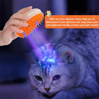 HKM-948819 4-in-1 Steam Cat Brush with Vibration Massage and Ringworm Detector for Effective Grooming and Hair Removal