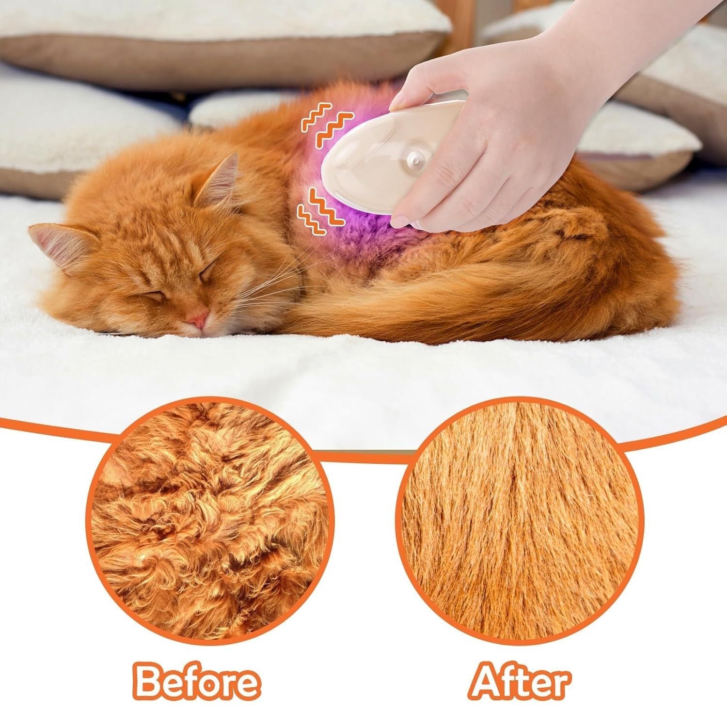 HKM-948819 4-in-1 Steam Cat Brush with Vibration Massage and Ringworm Detector for Effective Grooming and Hair Removal