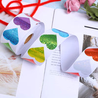 HKM-448979 Colorful Love Heart Pattern Round Self-Adhesive Label Stickers for Valentine's Day - 1.5 Inches (38mm)