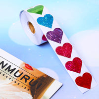 HKM-448979 Colorful Love Heart Pattern Round Self-Adhesive Label Stickers for Valentine's Day - 1.5 Inches (38mm)