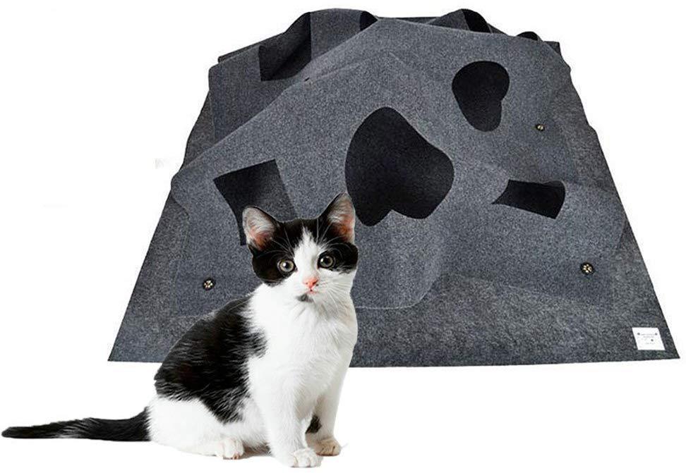 HKM-974931 Cozy Cat Hole Blanket in Gray and Blue - Flame Retardant Polyester with Alloy Features