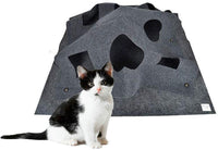 HKM-974931 Cozy Cat Hole Blanket in Gray and Blue - Flame Retardant Polyester with Alloy Features