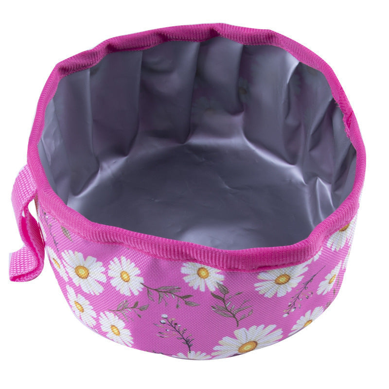 JMT-099722 Portable Oxford Cloth Folding Food Basin for Outdoor Use - Available in Strawberry, Pineapple, Orange, Watermelon, Daisy Designs