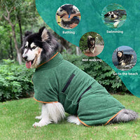 HKM-825491 Fast Drying Microfiber Pet Bathrobe for Small to Large Dogs with Adjustable Towel Grooming Coat