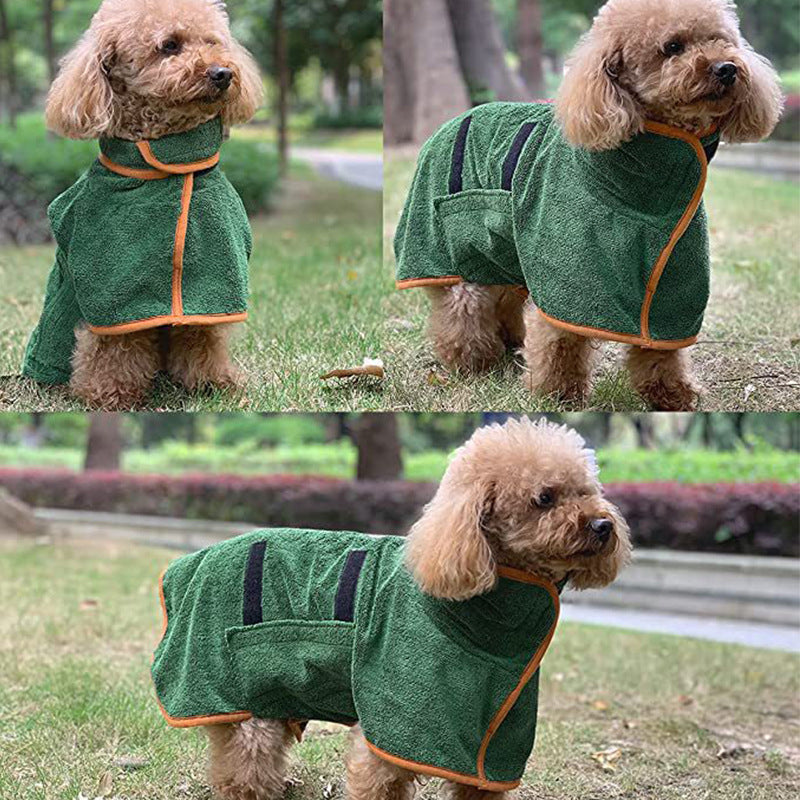 JMT-101322 Fast Drying Microfiber Pet Bathrobe for Small to Large Dogs with Adjustable Towel Grooming Coat
