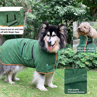HKM-825491 Fast Drying Microfiber Pet Bathrobe for Small to Large Dogs with Adjustable Towel Grooming Coat