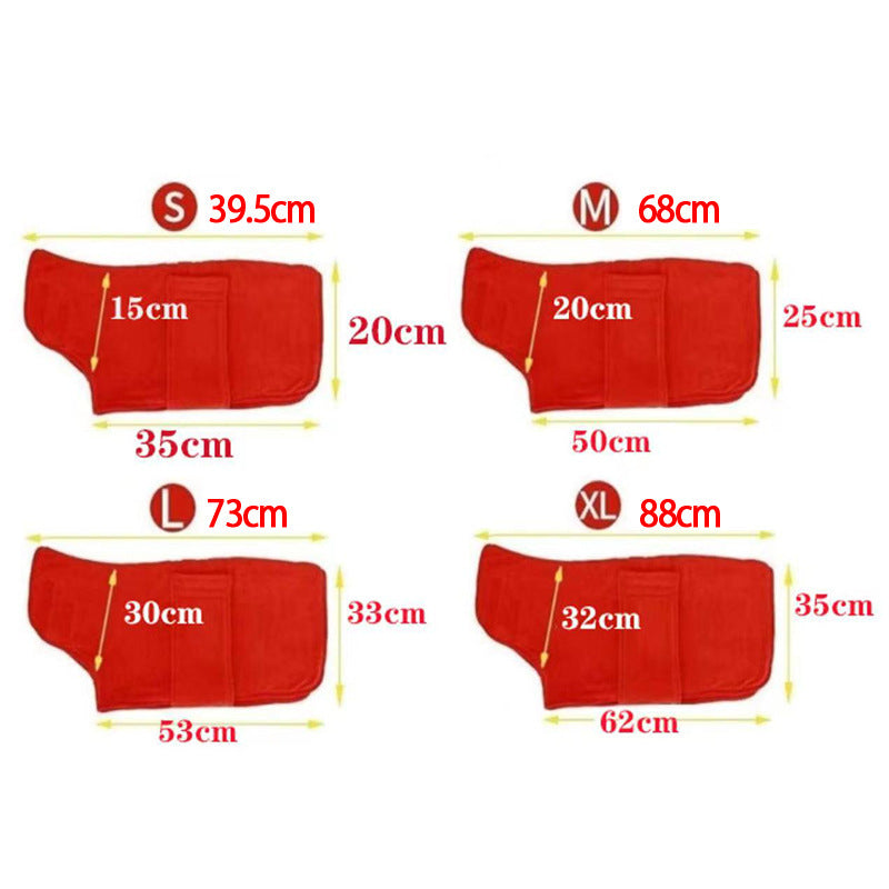 JMT-101322 Fast Drying Microfiber Pet Bathrobe for Small to Large Dogs with Adjustable Towel Grooming Coat