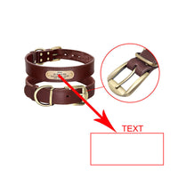 HKM-325715 Personalized Leather Dog Collar with Engraved Golden Nameplate for Medium to Large Breeds