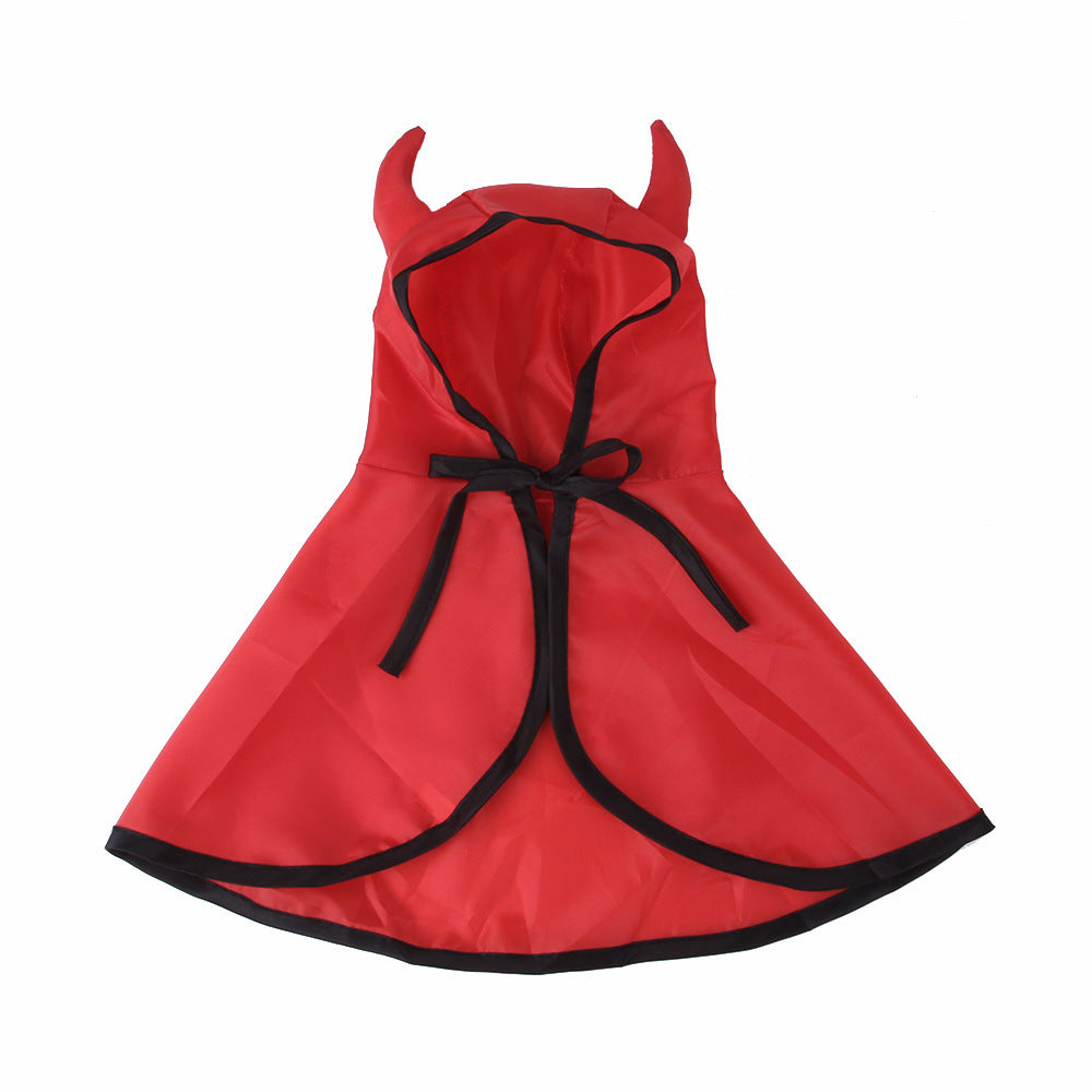 HKM-256403 Pet Halloween Cloak Cape with Horns for Dogs and Cats - Polyester Material, Multiple Sizes Available