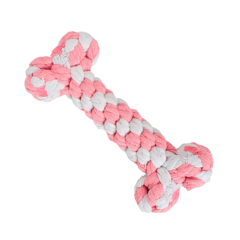 HKM-357139 Hand-Woven Cotton Rope Dog Toy - 15cm Durable Chew Bone