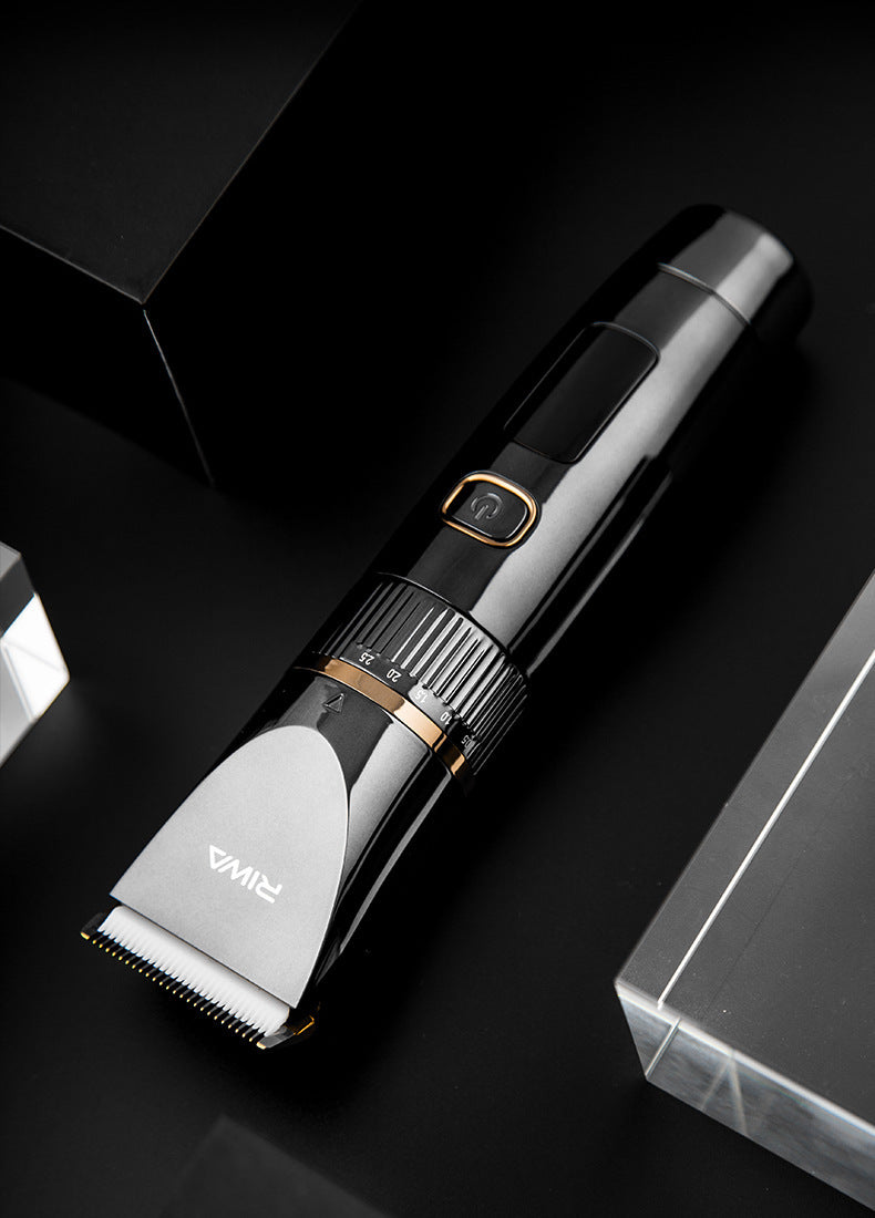 HKM-330835 Electric Hair Clipper with Titanium and Ceramic Blades, Waterproof Design, LED Display, and Rechargeable Battery