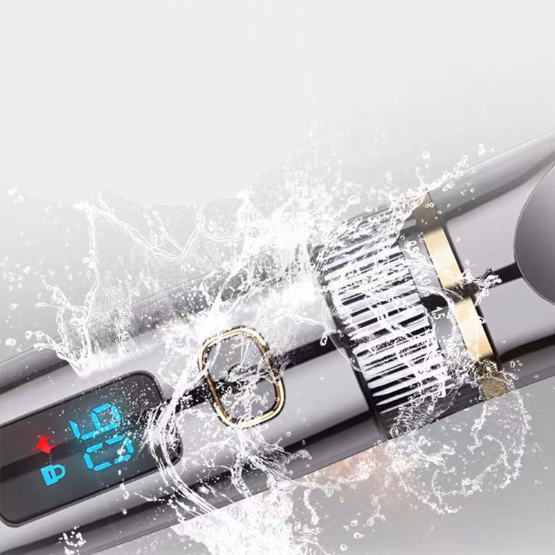 HKM-330835 Electric Hair Clipper with Titanium and Ceramic Blades, Waterproof Design, LED Display, and Rechargeable Battery