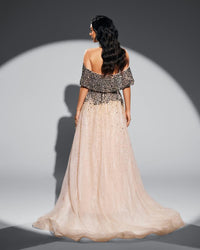 HKM-775571 Elegant Women's Evening Dress in Champagne Colour - EZ25071