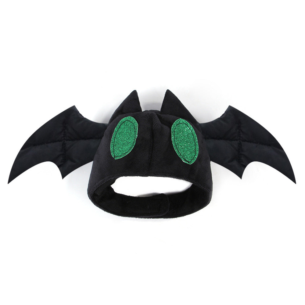 HKM-373139 Cartoon Black Bat Hat for Cats and Dogs - Wool Headdress Costume for All Seasons