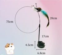 HKM-257683 Feather Cat Teaser with Epoxy Sucker Holder and Steel Wire Design