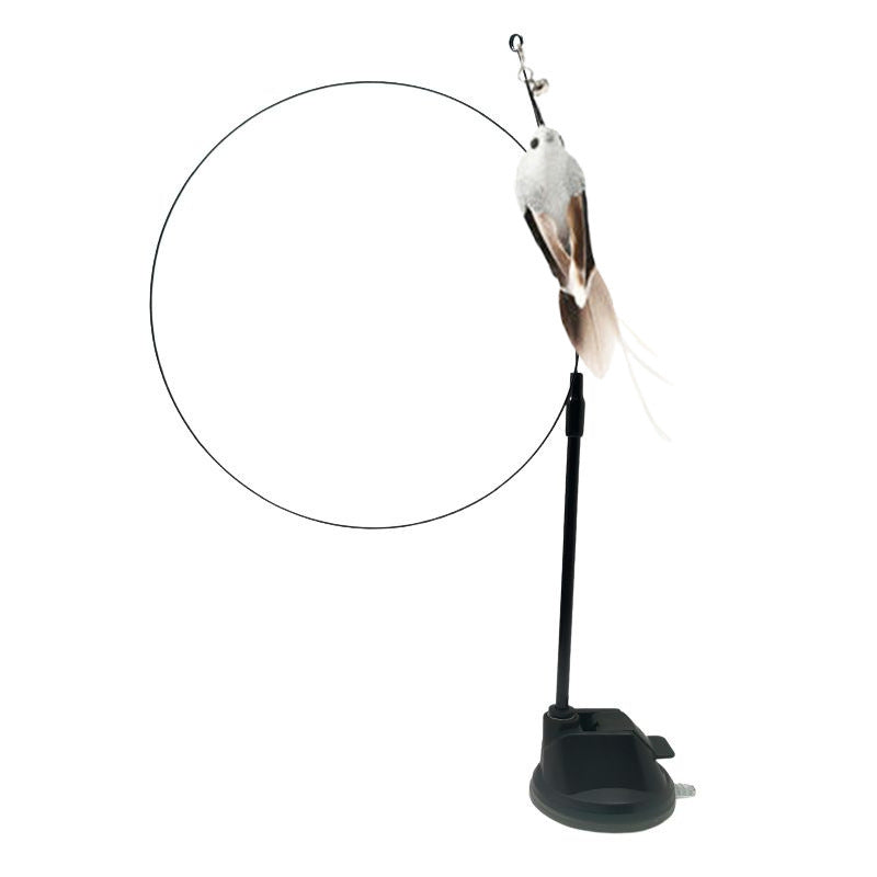 HKM-257683 Feather Cat Teaser with Epoxy Sucker Holder and Steel Wire Design