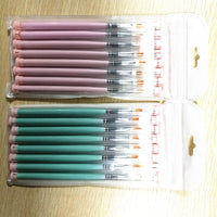 HKM-640979 Nail Art Brush Set – 8 Specialty Tip Brushes with Pink and Lake Blue Handles for Flower Design