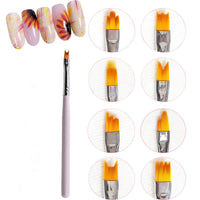 HKM-640979 Nail Art Brush Set – 8 Specialty Tip Brushes with Pink and Lake Blue Handles for Flower Design