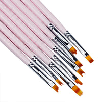 HKM-640979 Nail Art Brush Set – 8 Specialty Tip Brushes with Pink and Lake Blue Handles for Flower Design