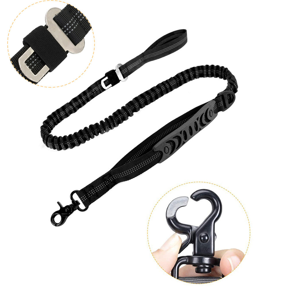 HKM-489875 Adjustable 4-6 FT Bungee Dog Leash with Car Seatbelt, Heavy Duty Reflective Design for Large and Medium Dogs