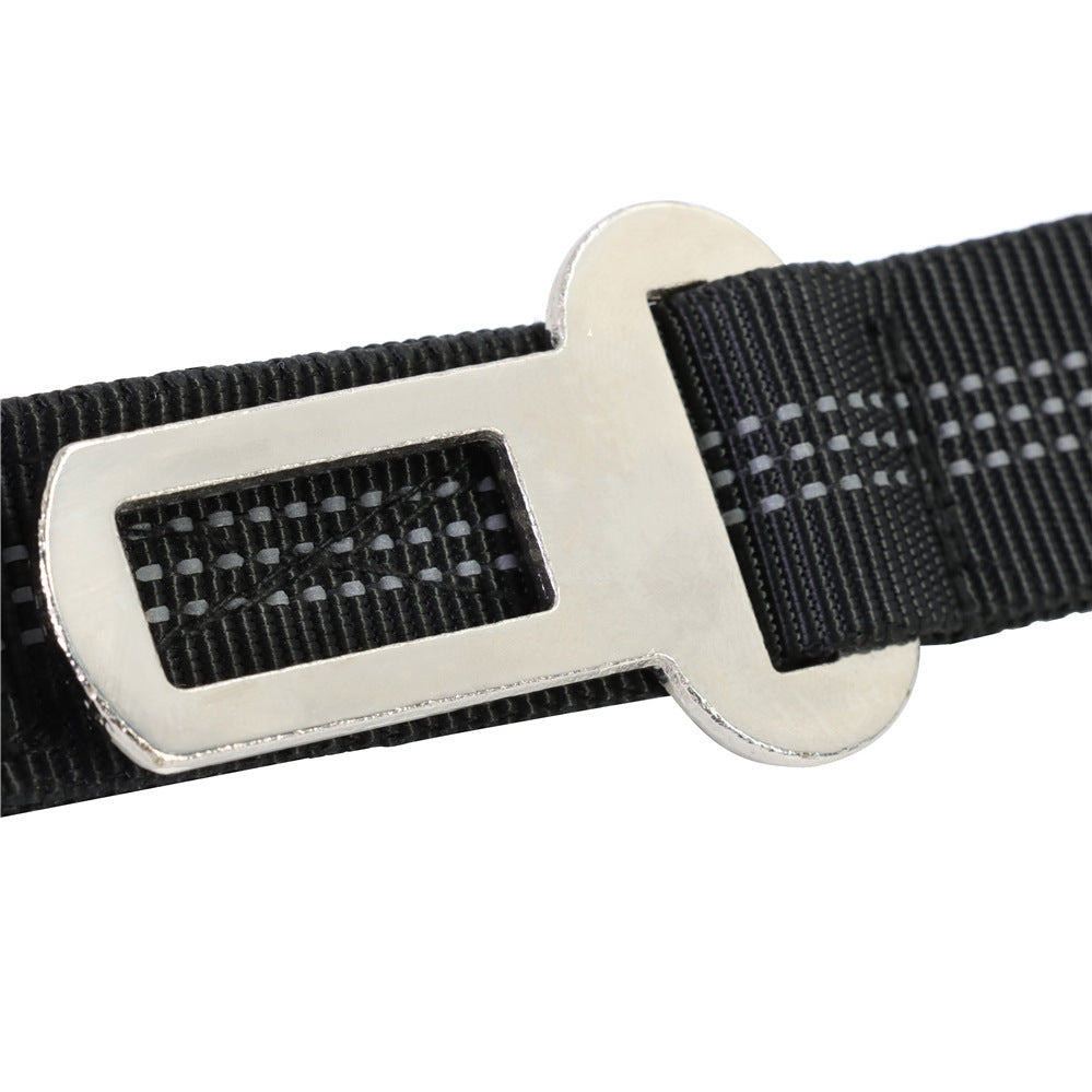 HKM-489875 Adjustable 4-6 FT Bungee Dog Leash with Car Seatbelt, Heavy Duty Reflective Design for Large and Medium Dogs