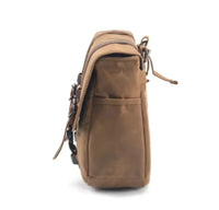 HKM-827923 Vintage Dyed Wax Canvas Motorcycle Side Bag with Leather Accents