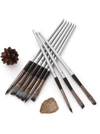 HKM-239443 24-Piece Nylon Hair Brush Set for Acrylic, Gouache, and Watercolor Painting with Scraper