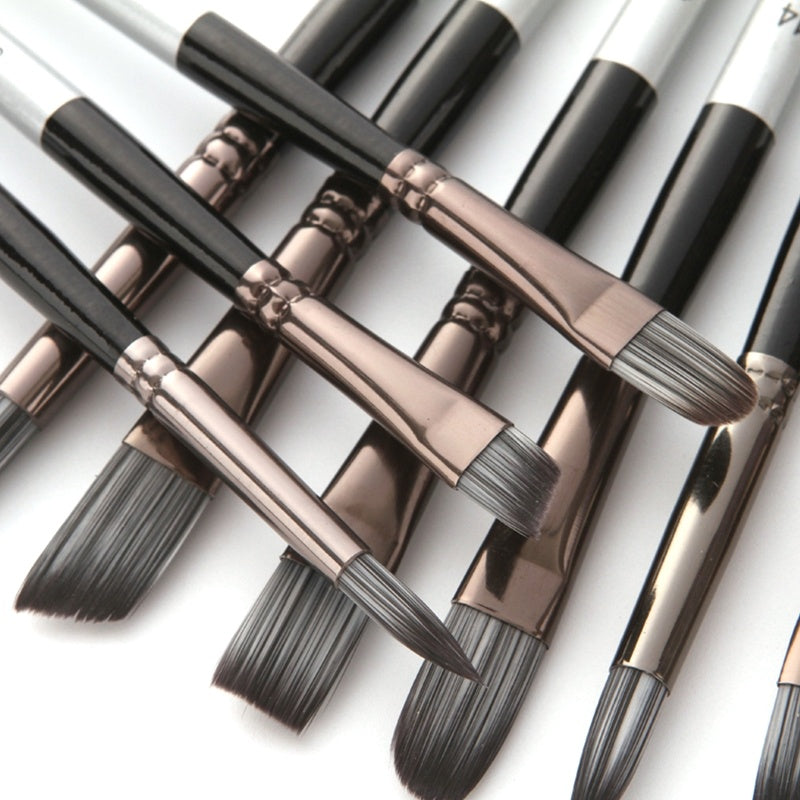 HKM-239443 24-Piece Nylon Hair Brush Set for Acrylic, Gouache, and Watercolor Painting with Scraper