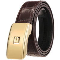 HKM-965587 Men's Leather Belt with Customisable Steel Buckle, Model LY36-61502-8
