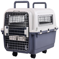 HKM-350355 Durable Plastic Dog Kennel with Rolling Wheels, Airline Approved, Multiple Sizes Available
