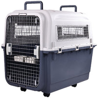 HKM-350355 Durable Plastic Dog Kennel with Rolling Wheels, Airline Approved, Multiple Sizes Available