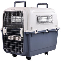 HKM-350355 Durable Plastic Dog Kennel with Rolling Wheels, Airline Approved, Multiple Sizes Available