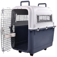 HKM-350355 Durable Plastic Dog Kennel with Rolling Wheels, Airline Approved, Multiple Sizes Available
