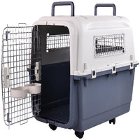 HKM-350355 Durable Plastic Dog Kennel with Rolling Wheels, Airline Approved, Multiple Sizes Available