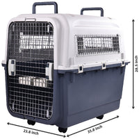 HKM-350355 Durable Plastic Dog Kennel with Rolling Wheels, Airline Approved, Multiple Sizes Available