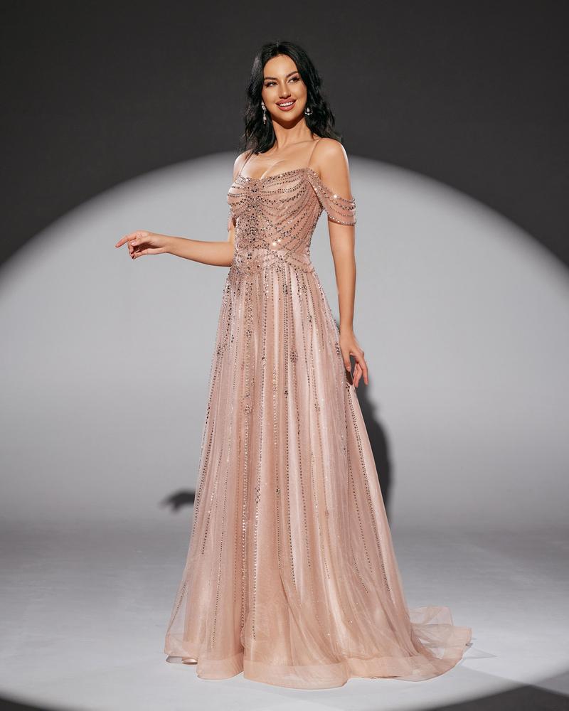 HKM-272851 Elegant Pink Evening Dress - Model EZ25213 for Women
