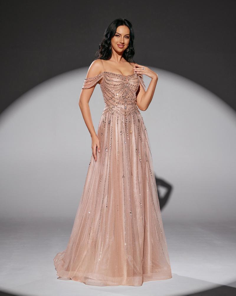 HKM-272851 Elegant Pink Evening Dress - Model EZ25213 for Women